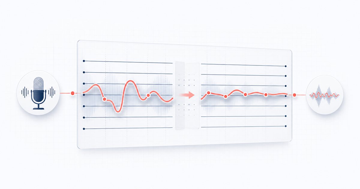 A vocal waveform being aligned to a musical pitch grid.